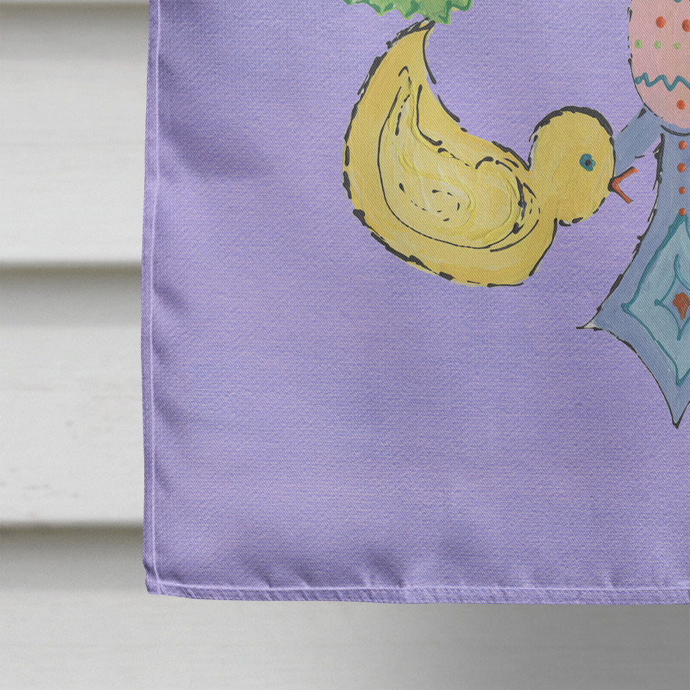 Easter Bunny Fleur de lis House Flag 28x40 Porch Sleeve Pole Decorative Outside Yard Banner Artwork Wall Hanging, Polyester