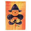 Halloween Pumpkin and Bat Fleur de lis House Flag 28x40 Porch Sleeve Pole Decorative Outside Yard Banner Artwork Wall Hanging, Polyester