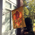 Thanksgiving Turkey and Fall Leaves Fleur de lis House Flag 28x40 Porch Sleeve Pole Decorative Outside Yard Banner Artwork Wall Hanging, Polyester
