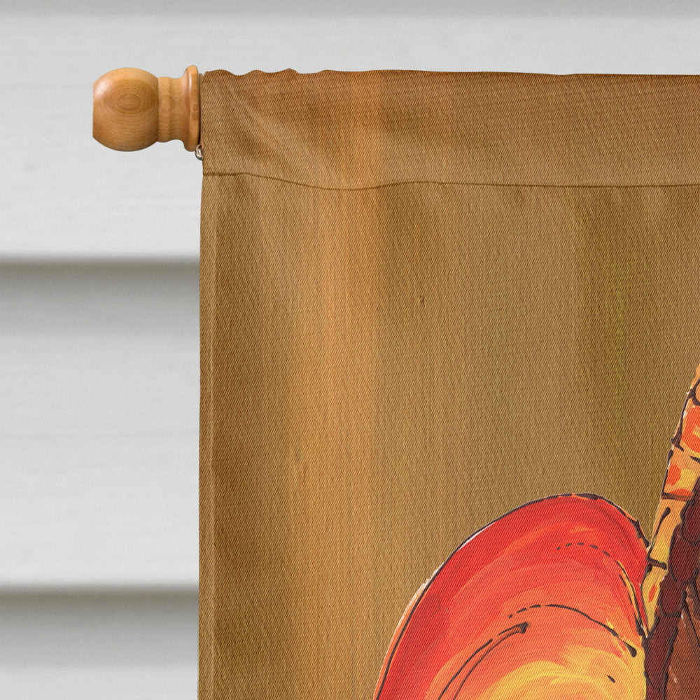 Thanksgiving Turkey and Fall Leaves Fleur de lis House Flag 28x40 Porch Sleeve Pole Decorative Outside Yard Banner Artwork Wall Hanging, Polyester
