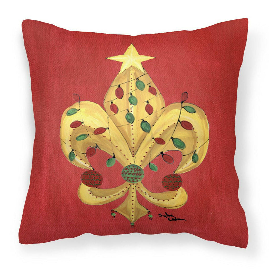Christmas Tree Fleur de lis with lights Decorative Throw Pillow 14x14 Indoor Outdoor Accent Cushion, Fabric Cover with Insert for Sofa, Bed, Porch & Living Room