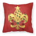Christmas Tree Fleur de lis with lights Decorative Throw Pillow 14x14 Indoor Outdoor Accent Cushion, Fabric Cover with Insert for Sofa, Bed, Porch & Living Room