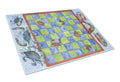 Crab and Shrimp Checkerboard Cutting Board Tempered Glass Kitchen Cutting Surface, Heat Resistant Chopping, Non-Slip Feet, Food Prep & Serving