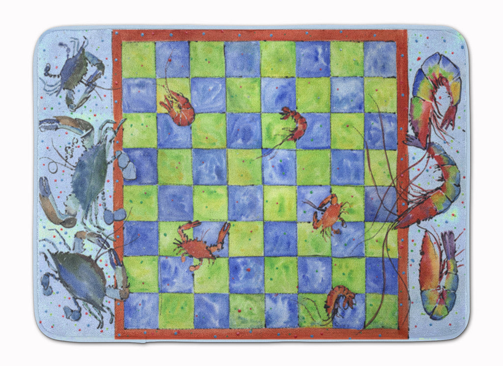 Crab and Shrimp Checkerboard Memory Foam Kitchen Mat Machine Washable Anti-Fatigue Cushion Comfort Bath or Kitchen Rug
