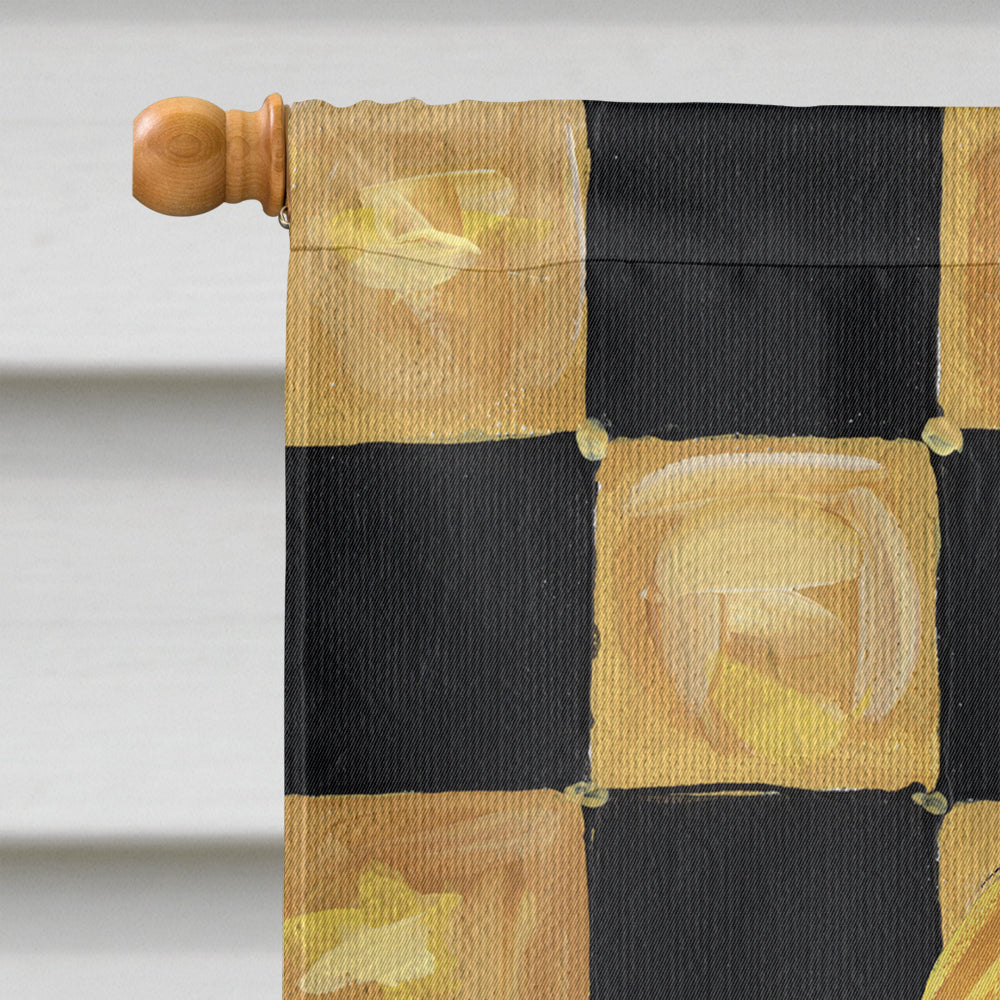 Black Gold Checkered Flag Fleur de lis House Flag 28x40 Porch Sleeve Pole Decorative Outside Yard Banner Artwork Wall Hanging, Polyester