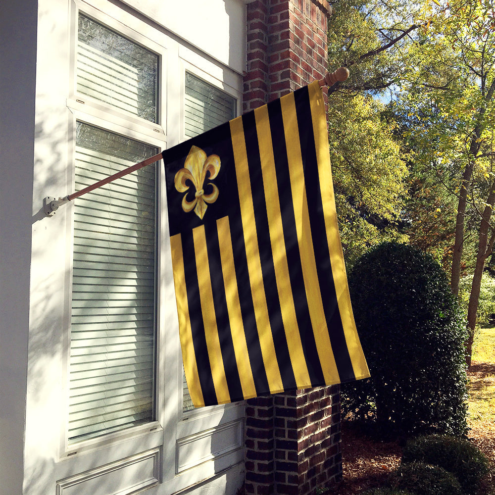 Black Gold Fleur de lis Nation House Flag 28x40 Porch Sleeve Pole Decorative Outside Yard Banner Artwork Wall Hanging, Polyester