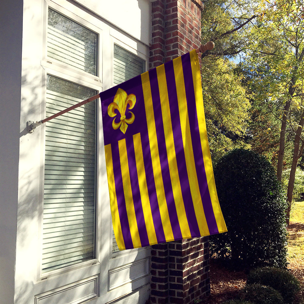 Purple and Gold Fleur de lis House Flag 28x40 Porch Sleeve Pole Decorative Outside Yard Banner Artwork Wall Hanging, Polyester