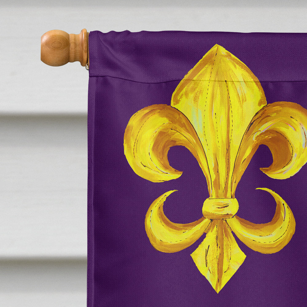 Purple and Gold Fleur de lis House Flag 28x40 Porch Sleeve Pole Decorative Outside Yard Banner Artwork Wall Hanging, Polyester