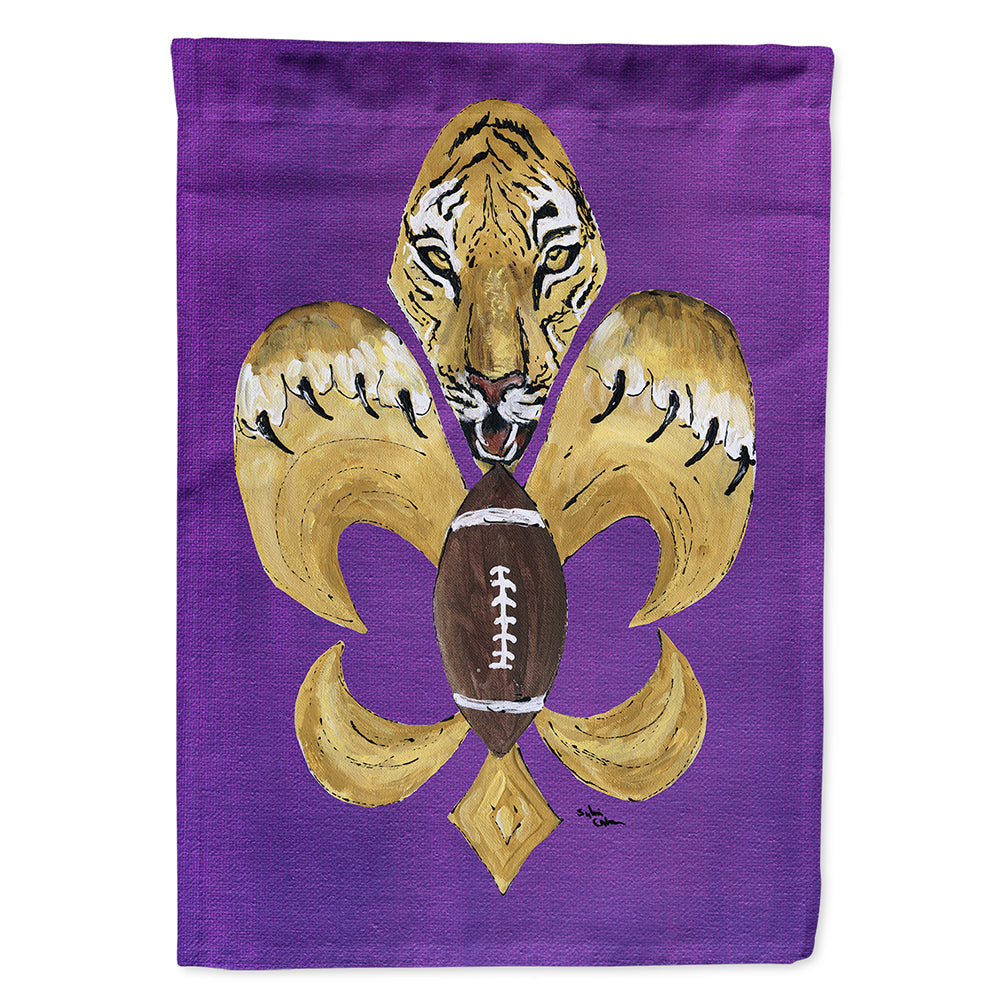 Tiger Football Fleur de lis House Flag 28x40 Porch Sleeve Pole Decorative Outside Yard Banner Artwork Wall Hanging, Polyester