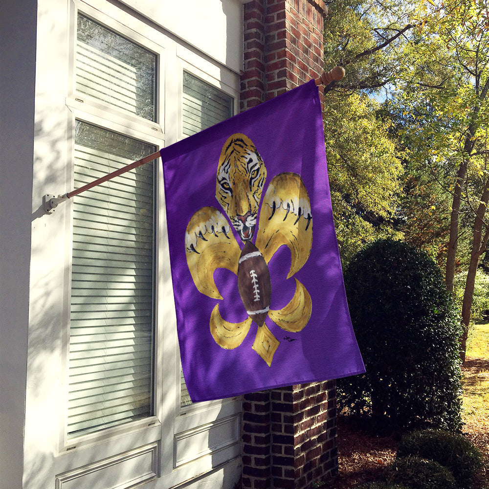Tiger Football Fleur de lis House Flag 28x40 Porch Sleeve Pole Decorative Outside Yard Banner Artwork Wall Hanging, Polyester
