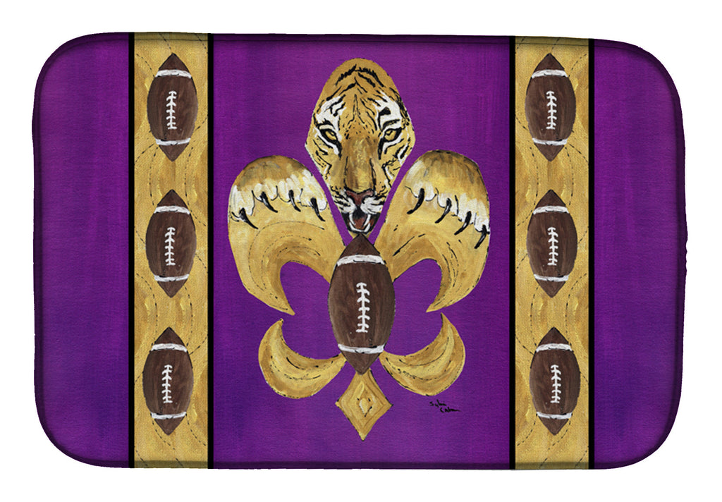 Tiger Football Fleur de lis Dish Drying Mat Absorbent Dish Drying Mat Pad for Kitchen Counter Dish Drainer Mat for Countertop, 14 x 21", Multicolor