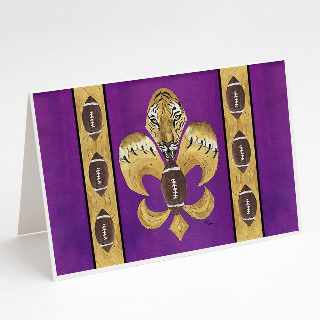 Tiger Football Fleur de lis Greeting Cards Pack of 8 Blank Cards with Envelopes Whimsical A7 Size 5x7