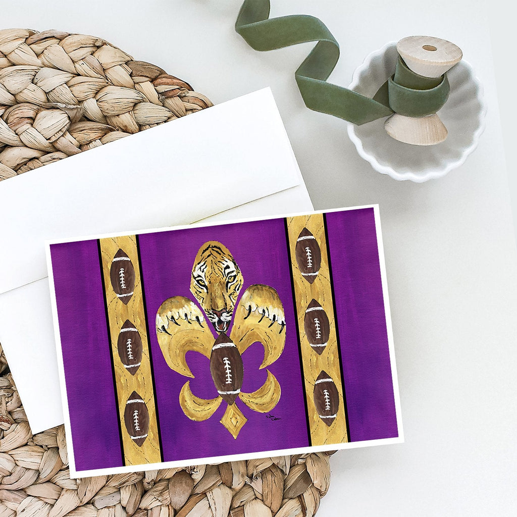 Tiger Football Fleur de lis Greeting Cards Pack of 8 Blank Cards with Envelopes Whimsical A7 Size 5x7