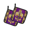 Tiger Football Fleur de lis Pot Holder Set of 2 Heat Resistant Quilted Hot Pads 7.5 x 7.5 Inch, Insulated Kitchen Trivets for Cooking & Baking