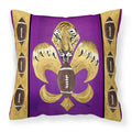 Tiger Football Fleur de lis Decorative Throw Pillow 14x14 Indoor Outdoor Accent Cushion, Fabric Cover with Insert for Sofa, Bed, Porch & Living Room