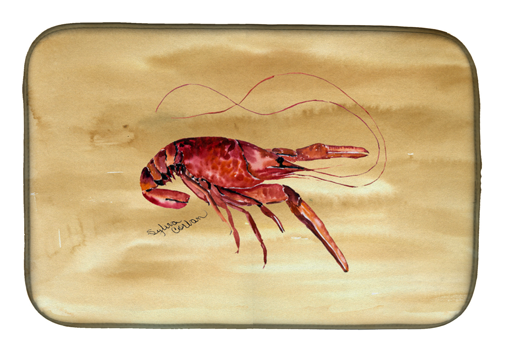 Sandy Beach Crawfish Dish Drying Mat Absorbent Dish Drying Mat Pad for Kitchen Counter Dish Drainer Mat for Countertop, 14 x 21", Multicolor