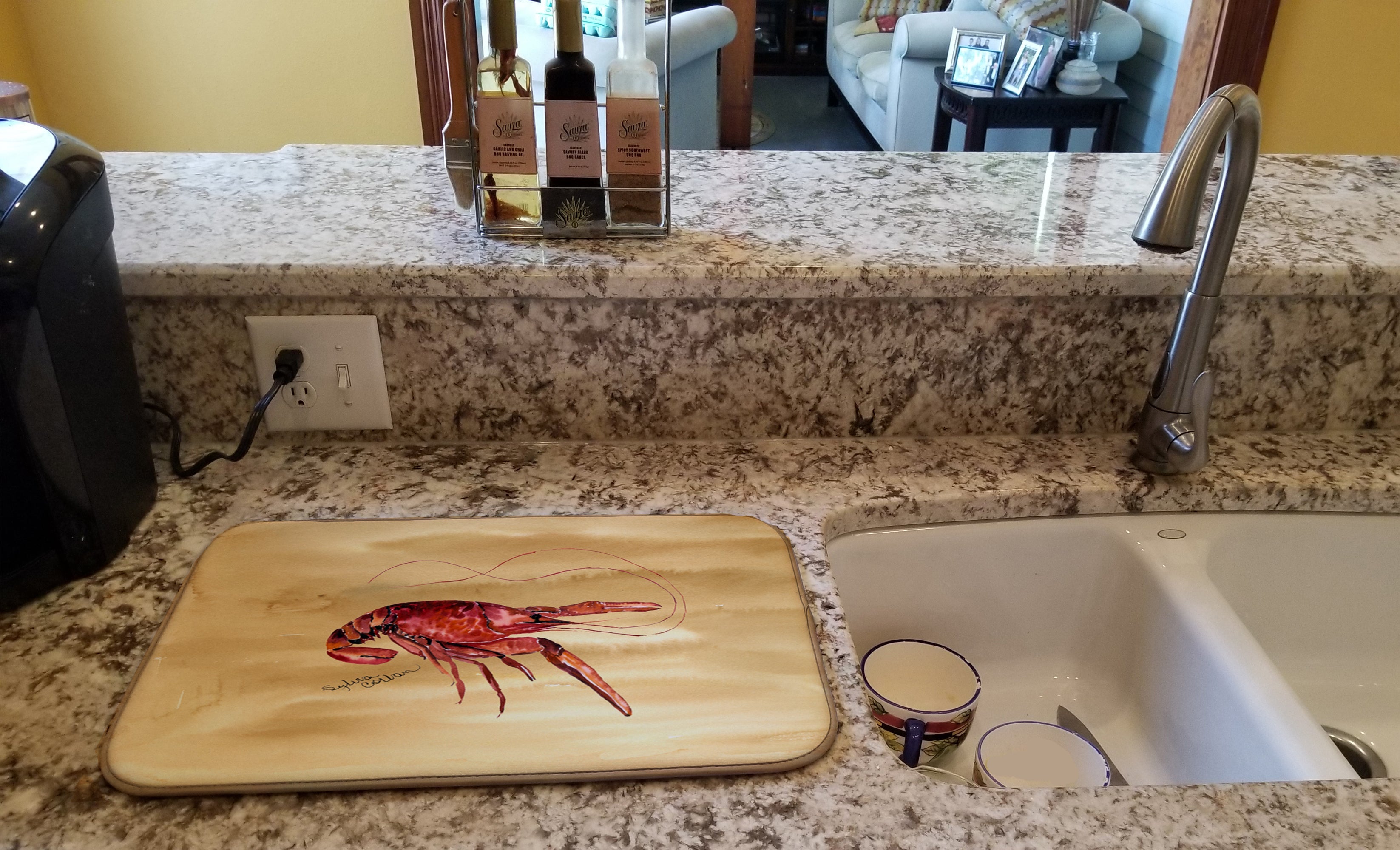 Sandy Beach Crawfish Dish Drying Mat Absorbent Dish Drying Mat Pad for Kitchen Counter Dish Drainer Mat for Countertop, 14 x 21", Multicolor
