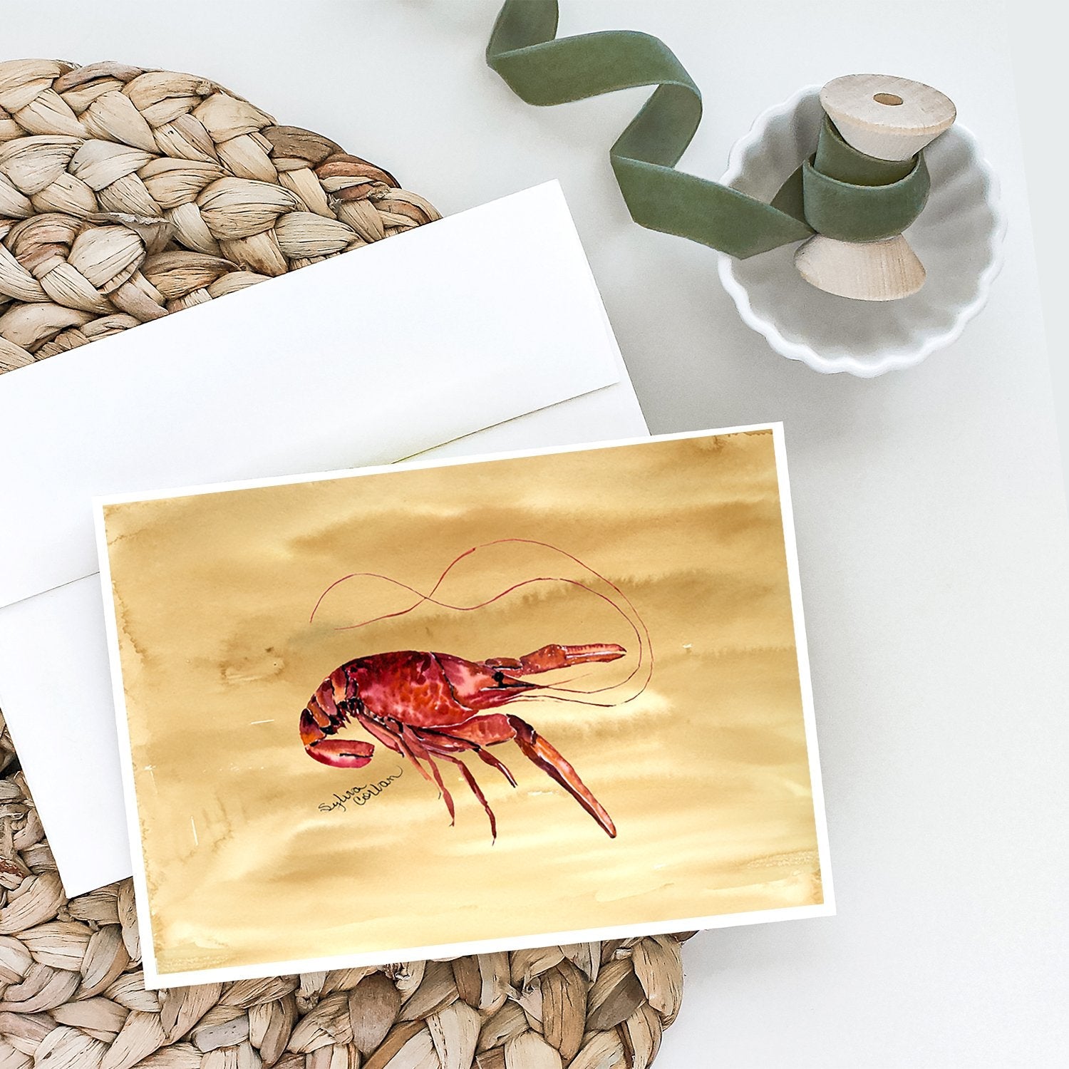 Sandy Beach Crawfish Greeting Cards Pack of 8 Blank Cards with Envelopes Whimsical A7 Size 5x7