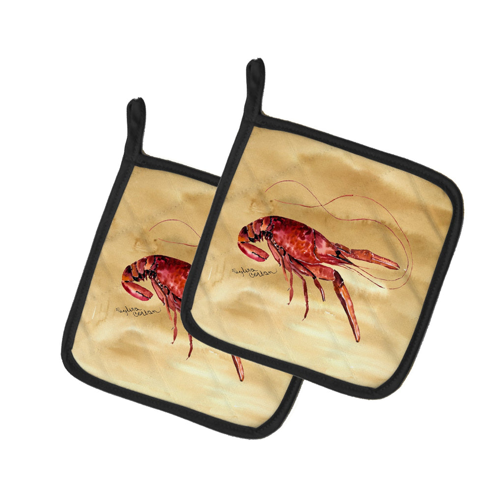Sandy Beach Crawfish Pot Holder Set of 2 Heat Resistant Quilted Hot Pads 7.5 x 7.5 Inch, Insulated Kitchen Trivets for Cooking & Baking