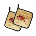 Sandy Beach Crawfish Pot Holder Set of 2 Heat Resistant Quilted Hot Pads 7.5 x 7.5 Inch, Insulated Kitchen Trivets for Cooking & Baking
