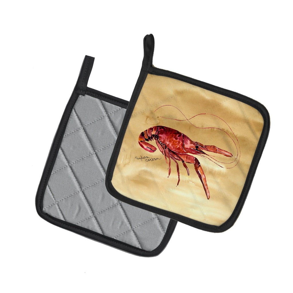 Sandy Beach Crawfish Pot Holder Set of 2 Heat Resistant Quilted Hot Pads 7.5 x 7.5 Inch, Insulated Kitchen Trivets for Cooking & Baking