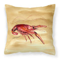 Sandy Beach Crawfish Decorative Throw Pillow 14x14 Indoor Outdoor Accent Cushion, Fabric Cover with Insert for Sofa, Bed, Porch & Living Room