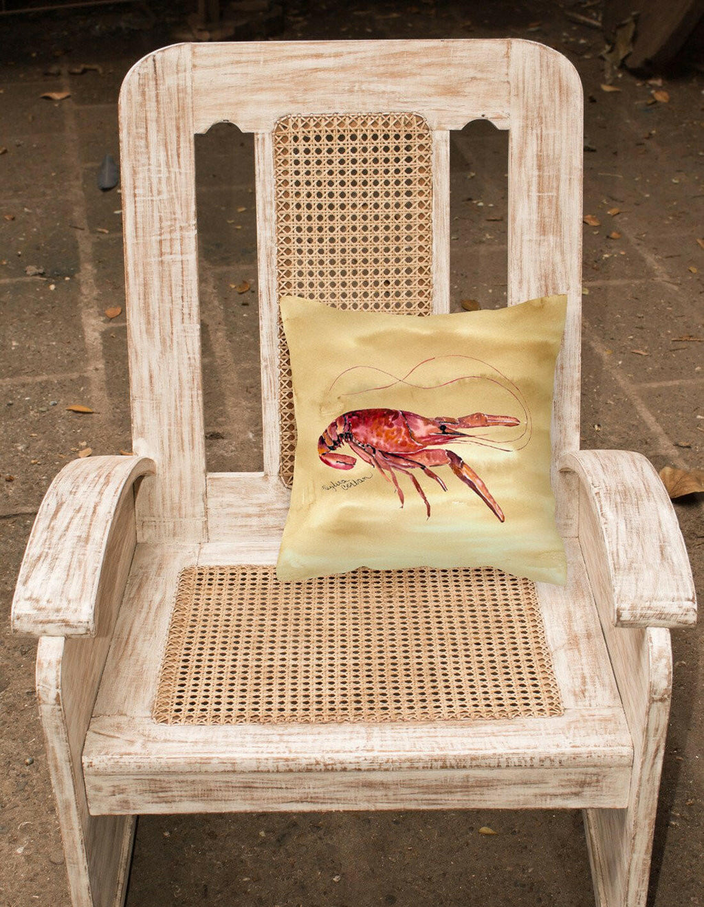 Sandy Beach Crawfish Decorative Throw Pillow 14x14 Indoor Outdoor Accent Cushion, Fabric Cover with Insert for Sofa, Bed, Porch & Living Room