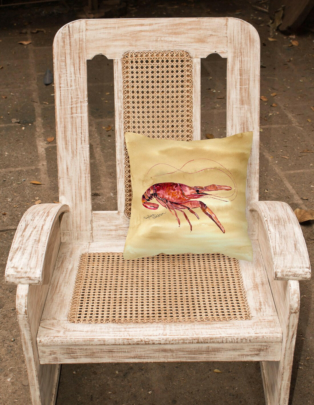 Sandy Beach Crawfish Decorative Throw Pillow 14x14 Indoor Outdoor Accent Cushion, Fabric Cover with Insert for Sofa, Bed, Porch & Living Room