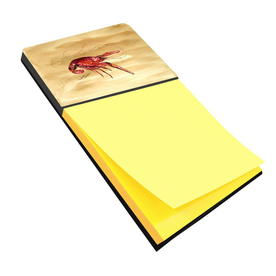 Sandy Beach Crawfish Watercolor Sticky Note Holder Refillable Dispenser Desk Accessory 3x3 Pad Gift