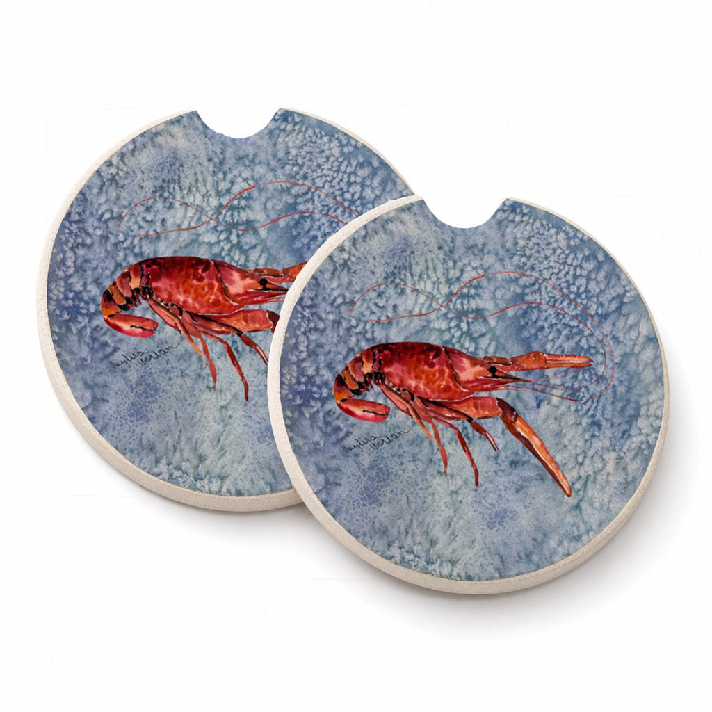 Crawfish Set of 2 Cup Holder Car Coasters Absorbent Round Sandstone Coasters Gifts for Men or Women, 2.5, Multicolor
