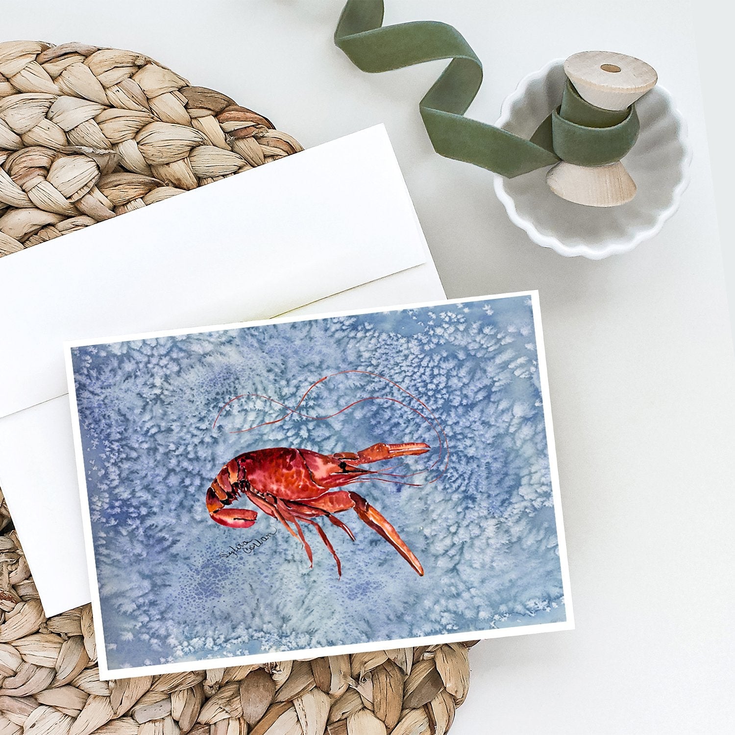Crawfish Greeting Cards Pack of 8 Blank Cards with Envelopes Whimsical A7 Size 5x7