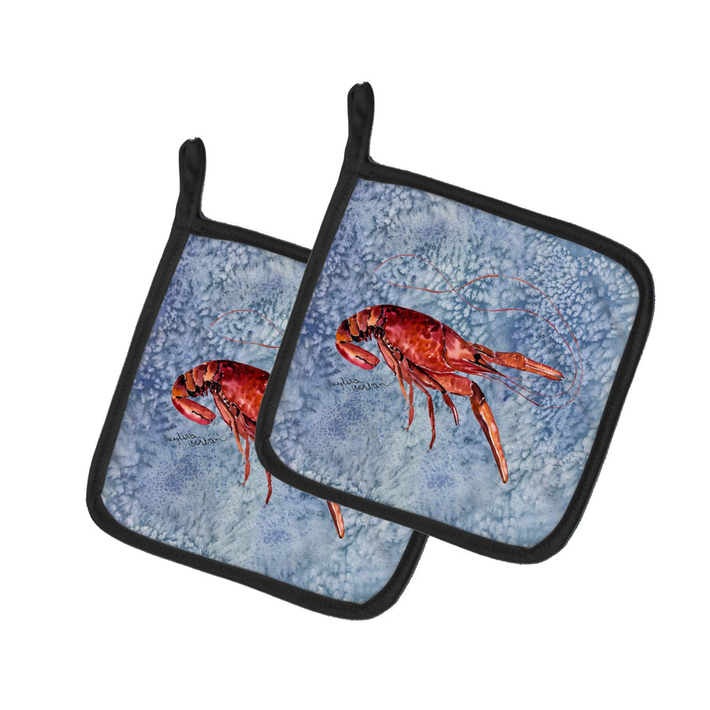 Crawfish Pot Holder Set of 2 Heat Resistant Quilted Hot Pads 7.5 x 7.5 Inch, Insulated Kitchen Trivets for Cooking & Baking
