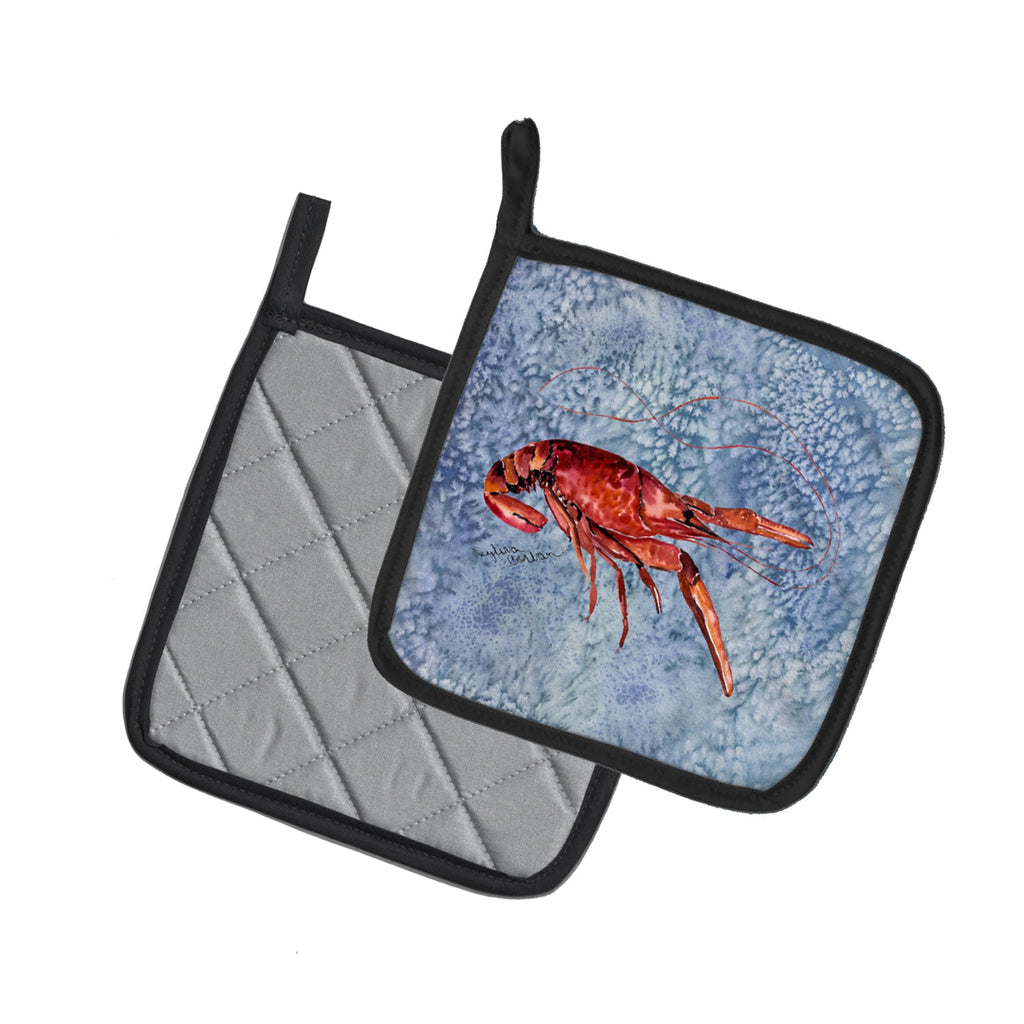 Crawfish Pot Holder Set of 2 Heat Resistant Quilted Hot Pads 7.5 x 7.5 Inch, Insulated Kitchen Trivets for Cooking & Baking