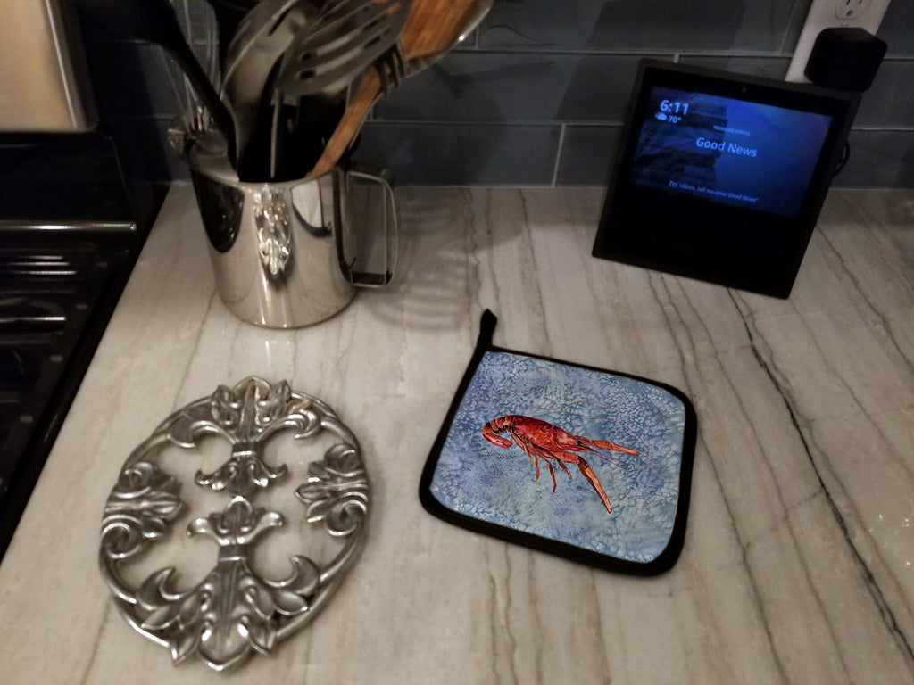 Crawfish Pot Holder Set of 2 Heat Resistant Quilted Hot Pads 7.5 x 7.5 Inch, Insulated Kitchen Trivets for Cooking & Baking