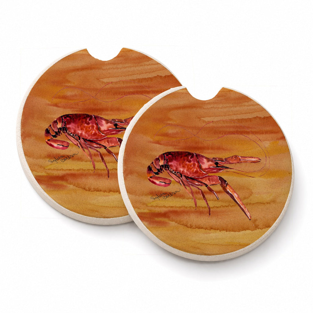 Crawfish Hot and Spicy Set of 2 Cup Holder Car Coasters Absorbent Round Sandstone Coasters Gifts for Men or Women, 2.5, Multicolor