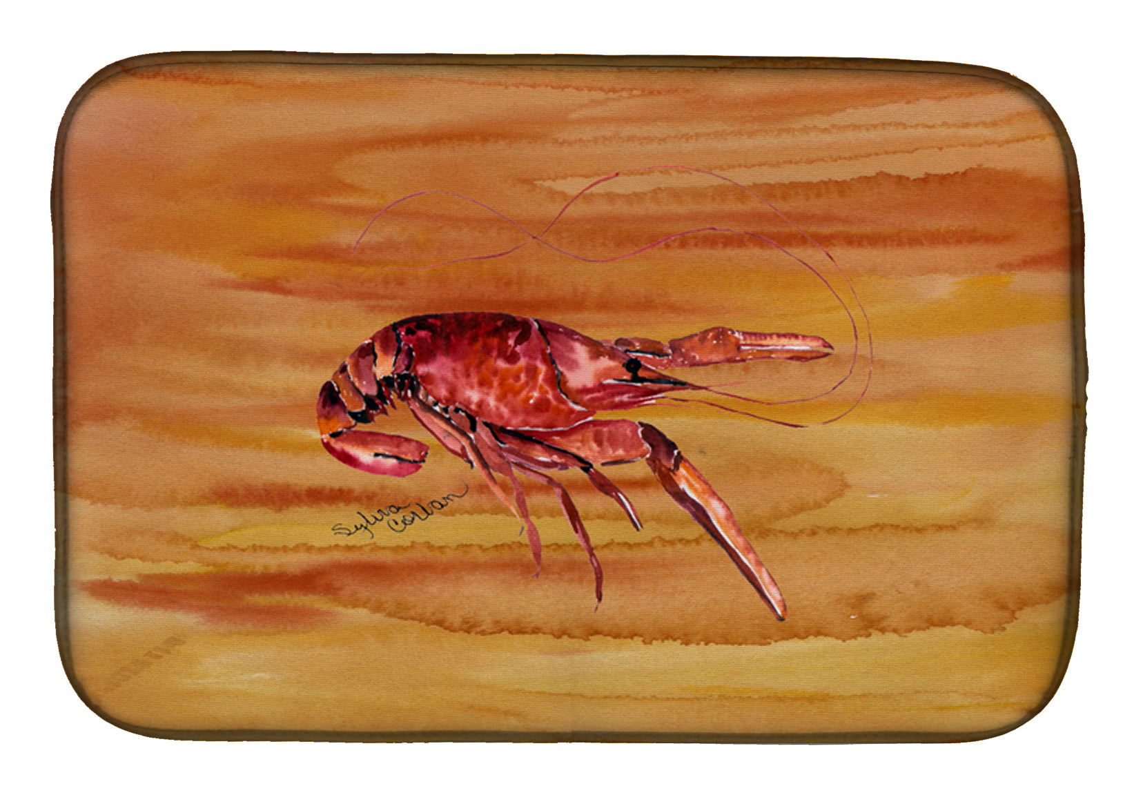 Crawfish Hot and Spicy Dish Drying Mat Absorbent Dish Drying Mat Pad for Kitchen Counter Dish Drainer Mat for Countertop, 14 x 21", Multicolor