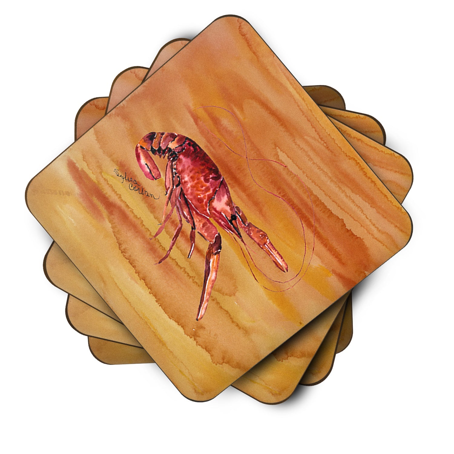 Crawfish Hot and Spicy Foam Coasters Set of 4 Cup Coasters for Indoor Outdoor, Tabletop Protection, Anti Slip, Mouse pad Material