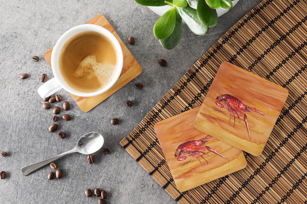 Crawfish Hot and Spicy Foam Coasters Set of 4 Cup Coasters for Indoor Outdoor, Tabletop Protection, Anti Slip, Mouse pad Material