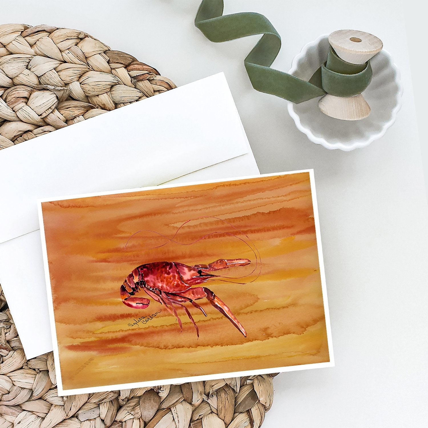 Crawfish Hot and Spicy Greeting Cards Pack of 8 Blank Cards with Envelopes Whimsical A7 Size 5x7
