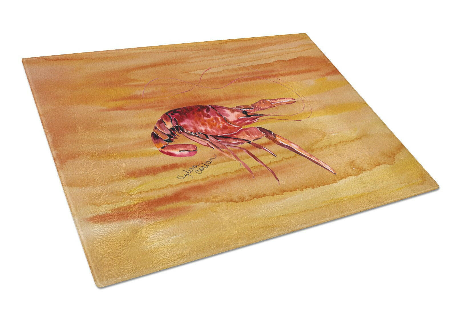 Crawfish Hot and Spicy Cutting Board Tempered Glass Kitchen Cutting Surface, Heat Resistant Chopping, Non-Slip Feet, Food Prep & Serving