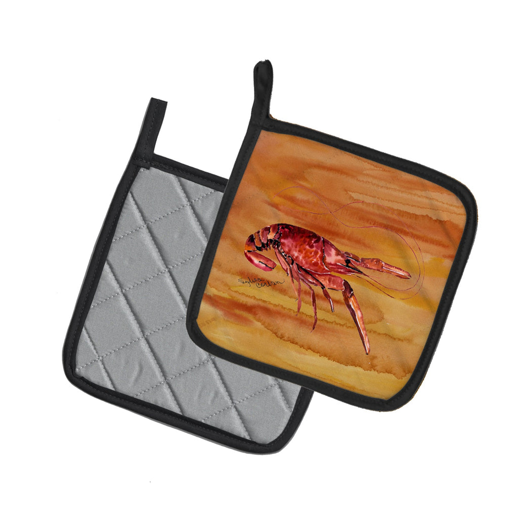 Crawfish Hot and Spicy Pot Holder Set of 2 Heat Resistant Quilted Hot Pads 7.5 x 7.5 Inch, Insulated Kitchen Trivets for Cooking & Baking