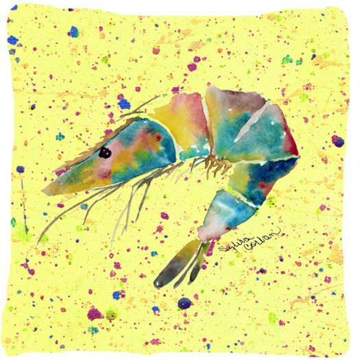 Shrimp Decorative Throw Pillow 14x14 Indoor Outdoor Accent Cushion, Fabric Cover with Insert for Sofa, Bed, Porch & Living Room
