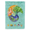 Blonde Mermaid on Teal House Flag 28x40 Porch Sleeve Pole Decorative Outside Yard Banner Artwork Wall Hanging, Polyester