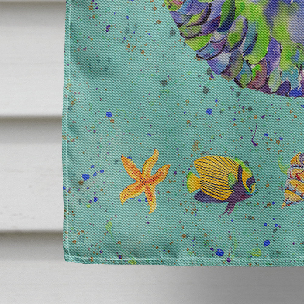 Blonde Mermaid on Teal House Flag 28x40 Porch Sleeve Pole Decorative Outside Yard Banner Artwork Wall Hanging, Polyester