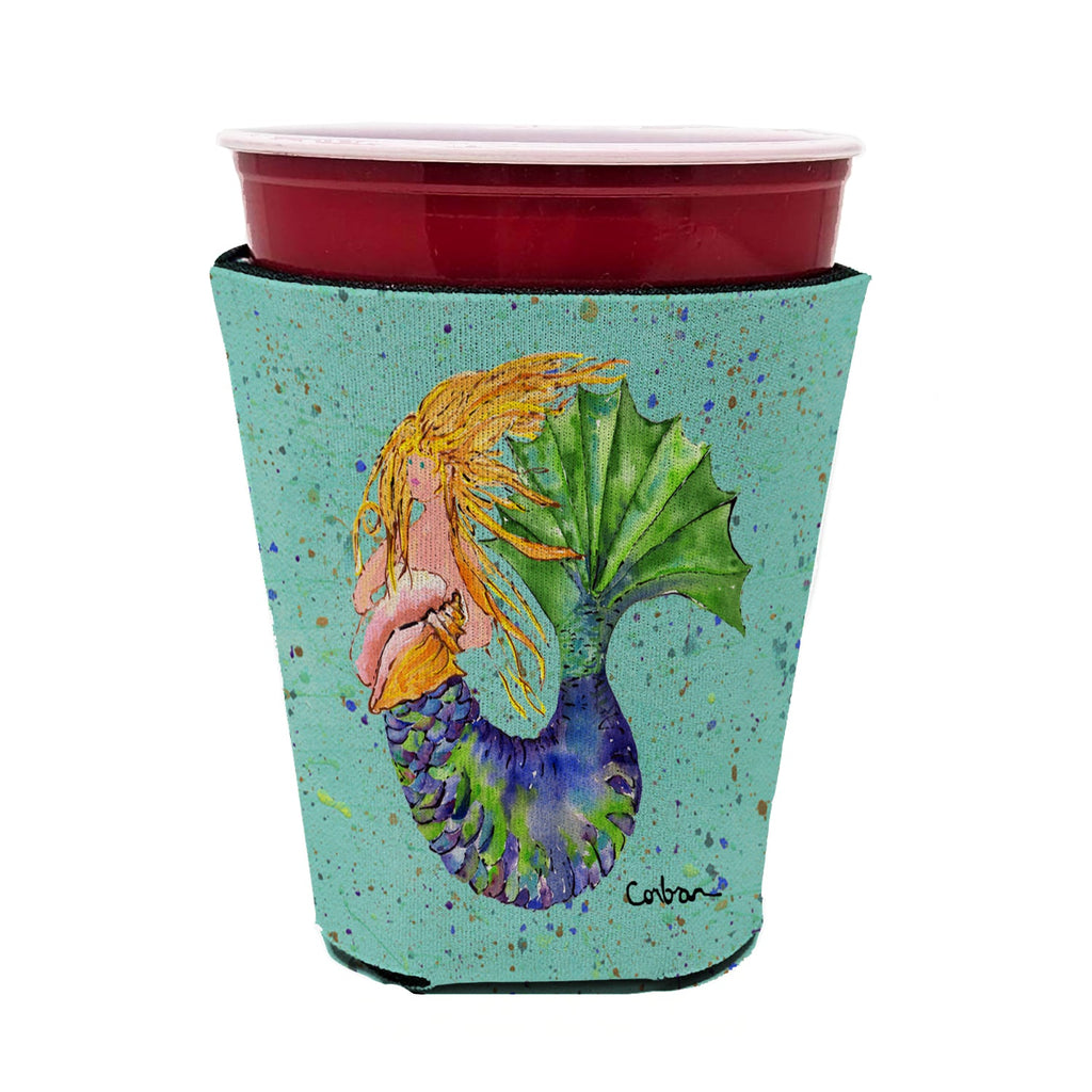 Blonde Mermaid on Teal Red Cup Hugger Sleeve for 16–22 oz Party Cups, Insulated Foam Drink Holder for Iced Coffee, Tailgate & BBQ Reusable