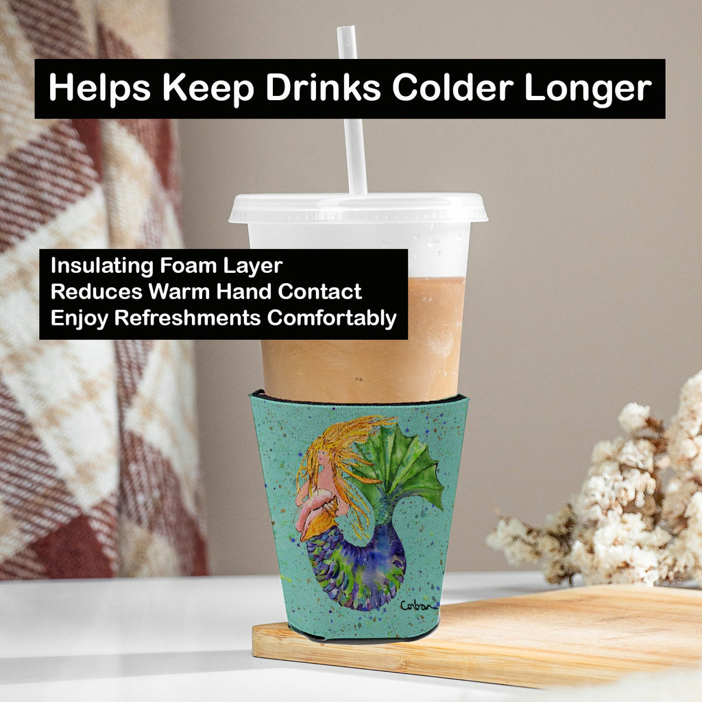 Blonde Mermaid on Teal Red Cup Hugger Sleeve for 16–22 oz Party Cups, Insulated Foam Drink Holder for Iced Coffee, Tailgate & BBQ Reusable