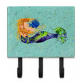 Blonde Mermaid on Teal Leash or Key Holder Wall Hooks, Coat Rack Wall Mount, for Hanging Keys, Towels, Aprons, Leashes