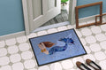 Brown Headed Mermaid on Blue Doormat Indoor Outdoor 24H X 36W Front Door Mat Rugs for Entryway, Non Slip Washable Low Pile,