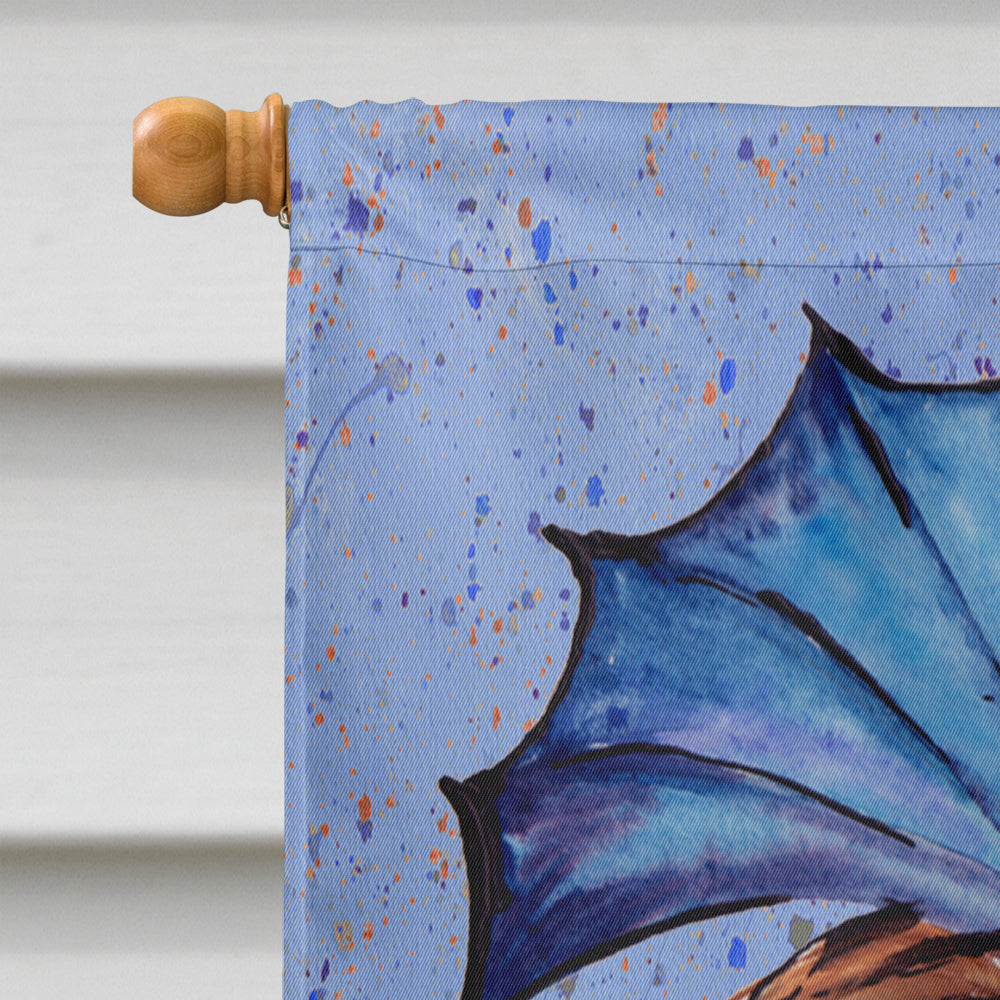 Brown Headed Mermaid on Blue House Flag 28x40 Porch Sleeve Pole Decorative Outside Yard Banner Artwork Wall Hanging, Polyester