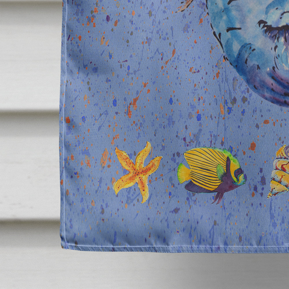 Brown Headed Mermaid on Blue House Flag 28x40 Porch Sleeve Pole Decorative Outside Yard Banner Artwork Wall Hanging, Polyester